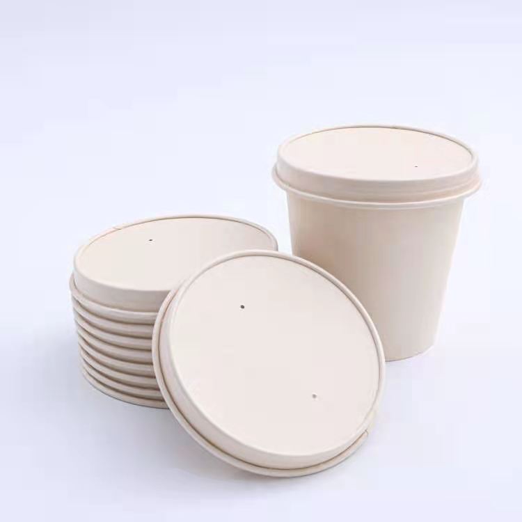 Plastic free paper soup cup lids
