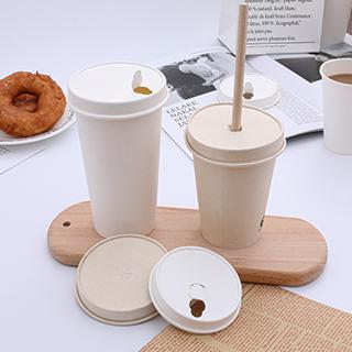Compostable paper coffee cups with lids