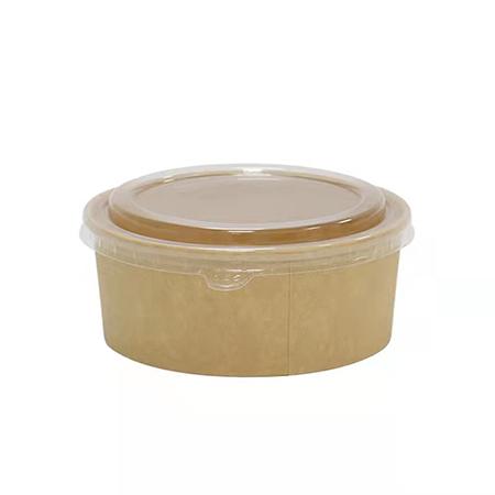 Kraft food grade paper salad bowl with lid