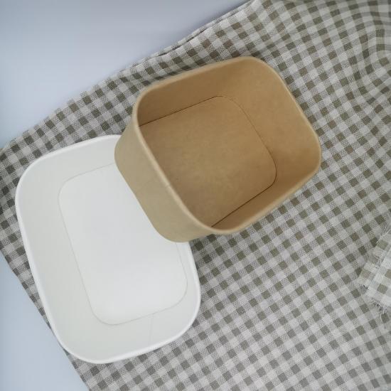 Disposable eco-friendly paper rectangular bowl